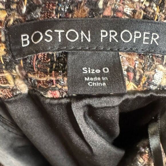 Boston Proper neutrals tweed metallic mini skirt size 0 - Picture 6 of 8
